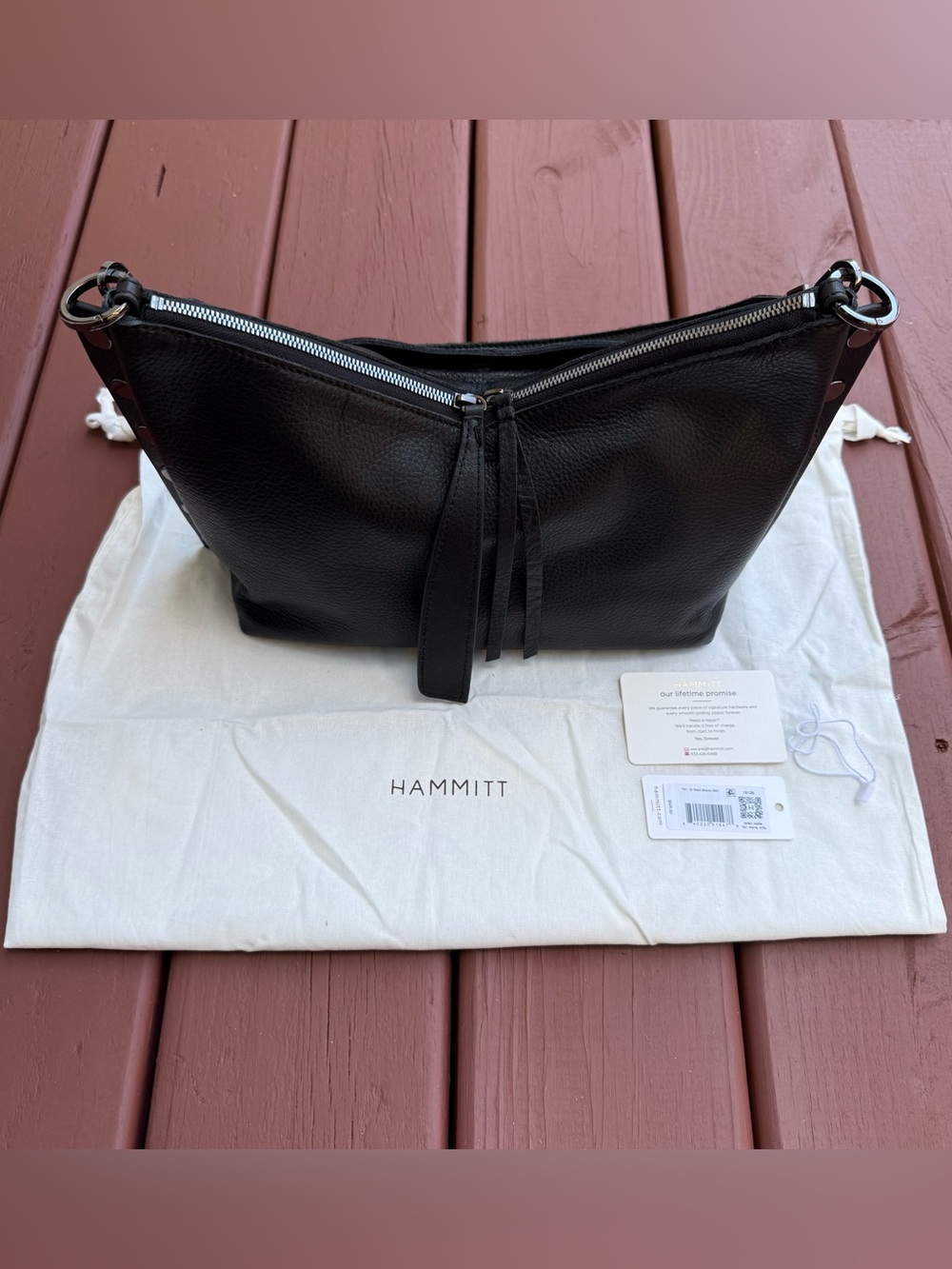 Hammitt Mr. G Medium Black Gunmetal Shoulder Bag NWT
